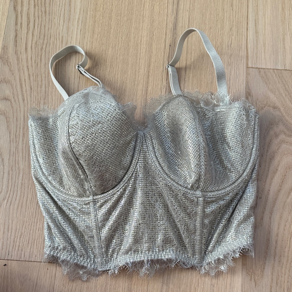 Victoria’s Secret Silver/Gold Corset Top Size 36DD